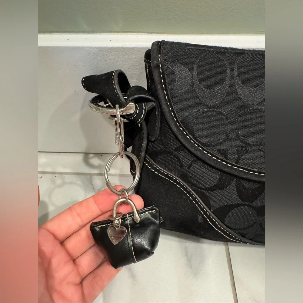 Vintage Leather Nine West Black Purse Keychain